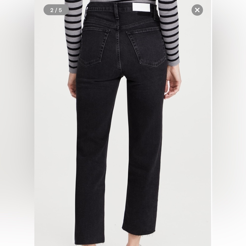 Re/Done 70s Stove Pipe High Waisted Black Jeans Size 24 - Picture 3 of 8